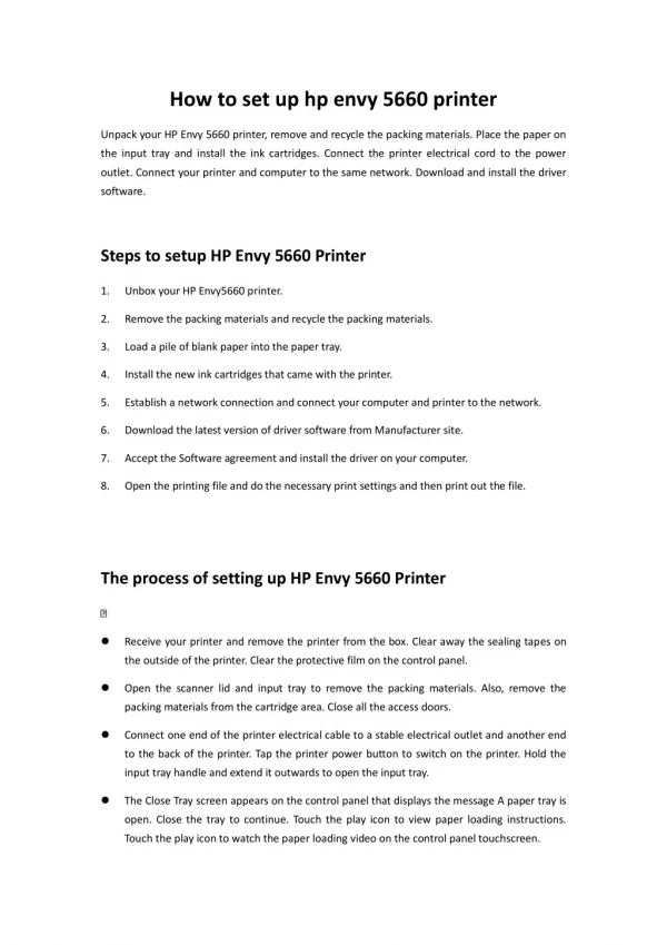 How to setup hp envy 5660 printer guidelines