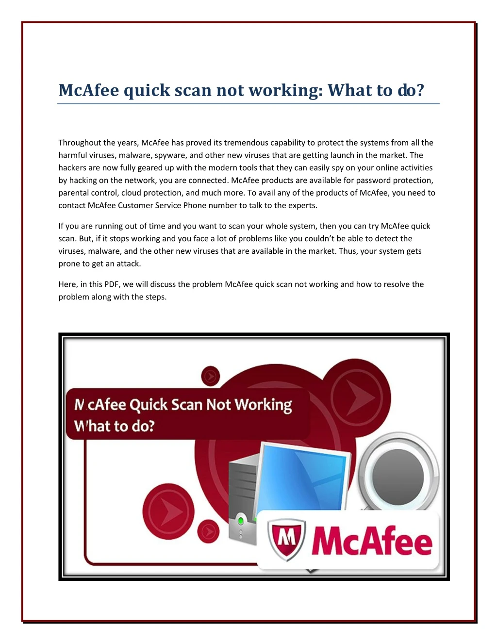 mcafee quick scan not working what to do