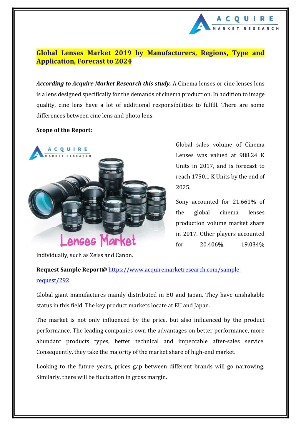 global lenses market 2019 by manufacturers