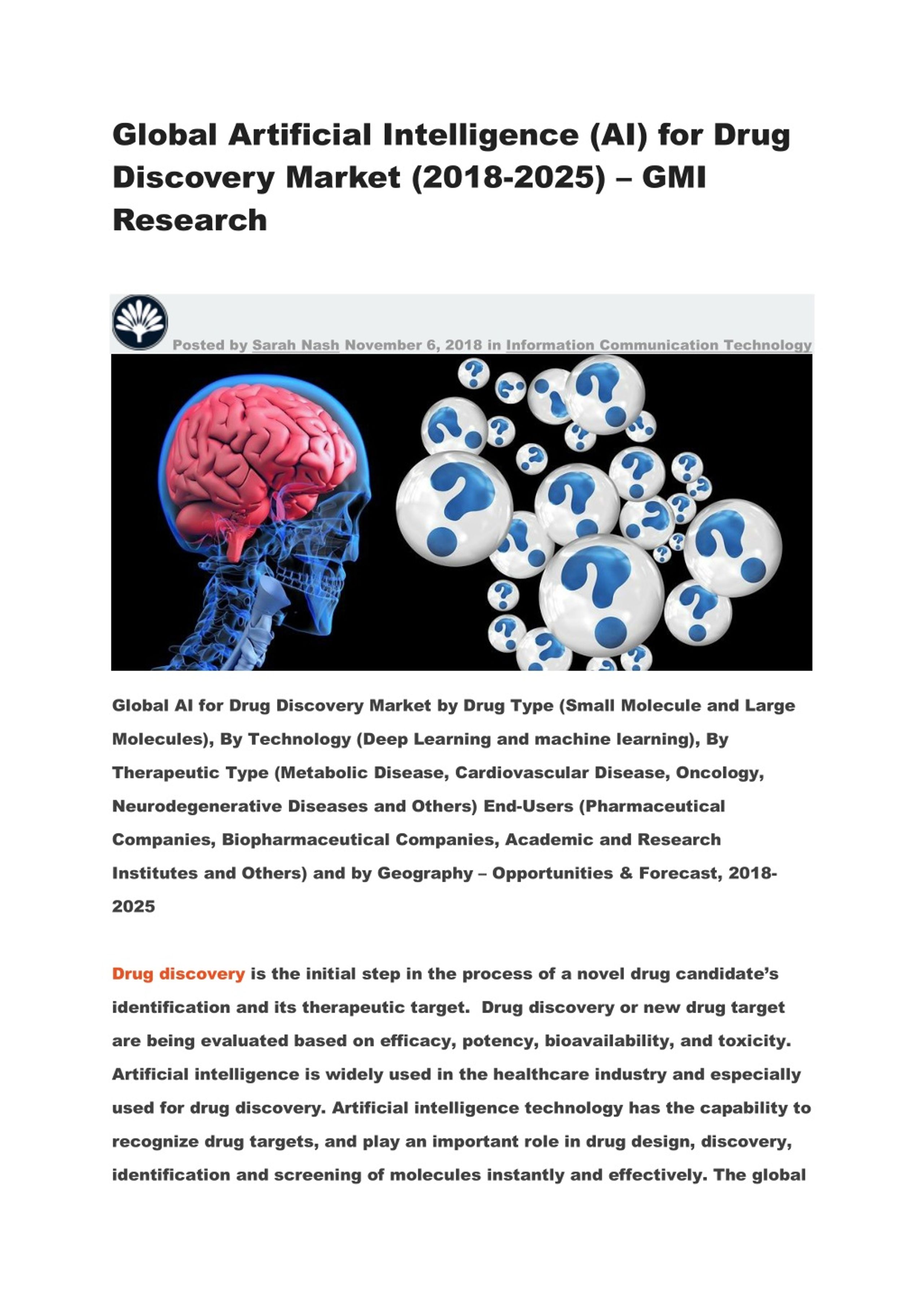 PPT - Global Artificial Intelligence (AI) for Drug Discovery Market ...