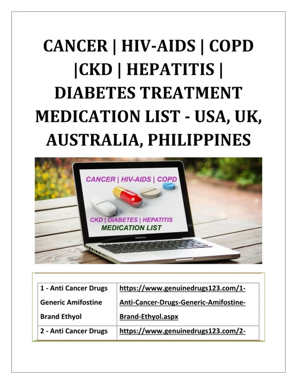 CANCER | HIV-AIDS | COPD | CKD | HEPATITIS | DIABETES CARE MEDICATION