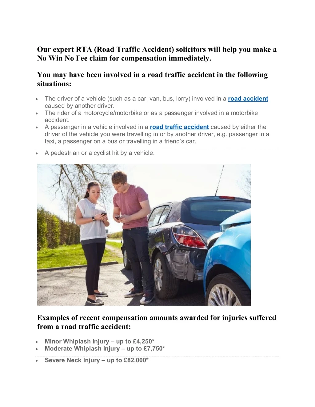 our expert rta road traffic accident solicitors