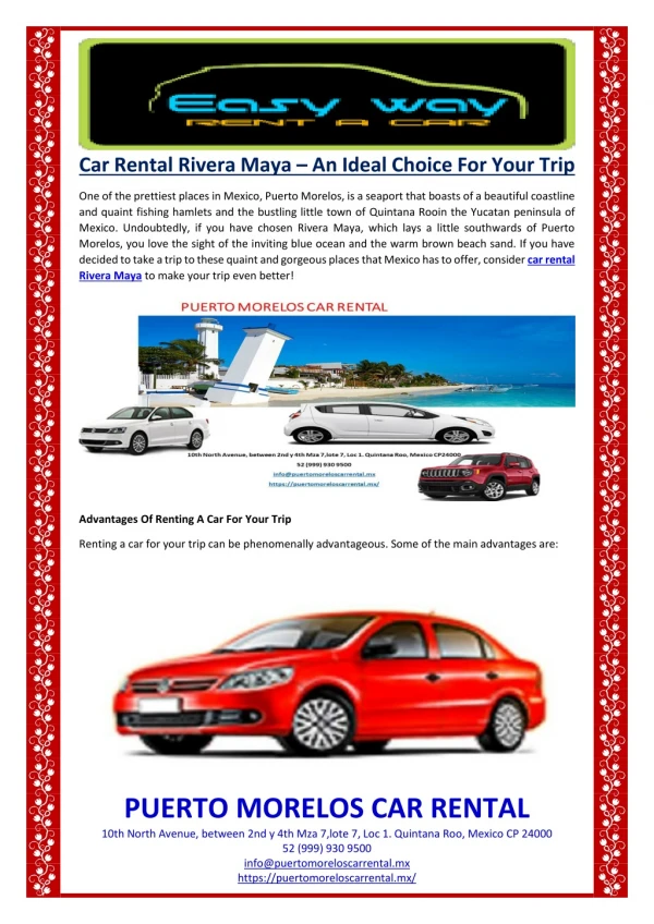 Car Rental Rivera Maya – An Ideal Choice For Your Trip