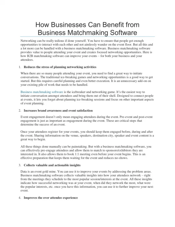 How Businesses Can Benefit from Business Matchmaking Software