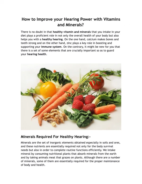 How to Improve your Hearing Power with Vitamins and Minerals?