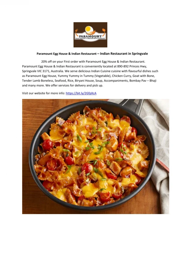 20% Off -Paramount Egg House & Indian Restaurant-Springvale - Order Food Online