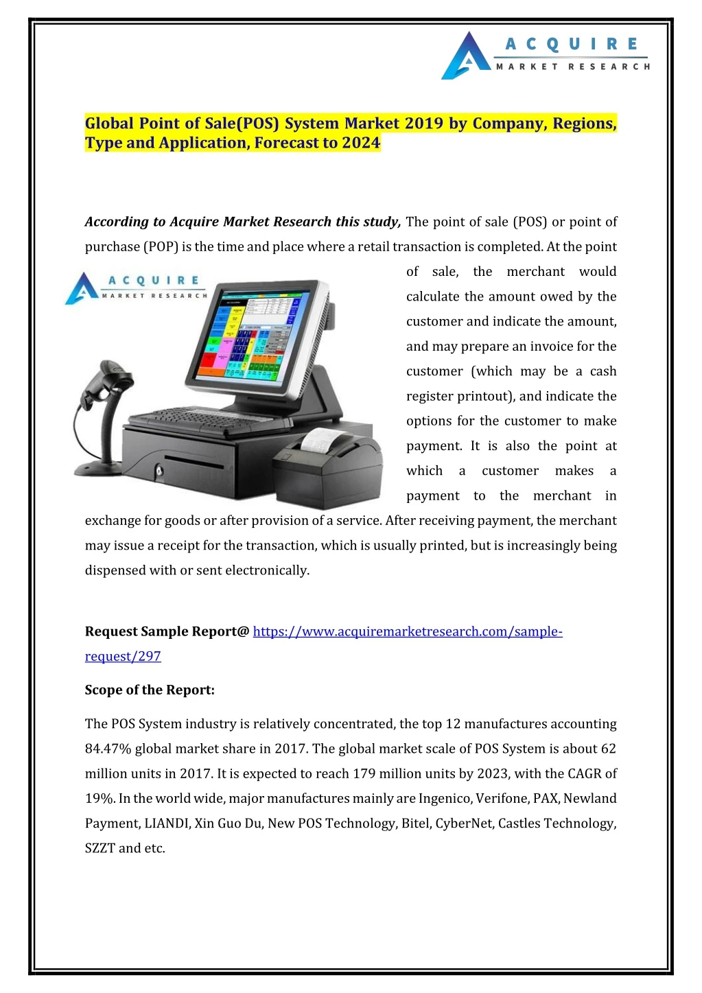 global point of sale pos system market 2019