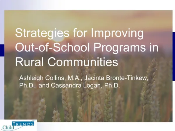 Strategies for Improving Out-of-School Programs in Rural Communities