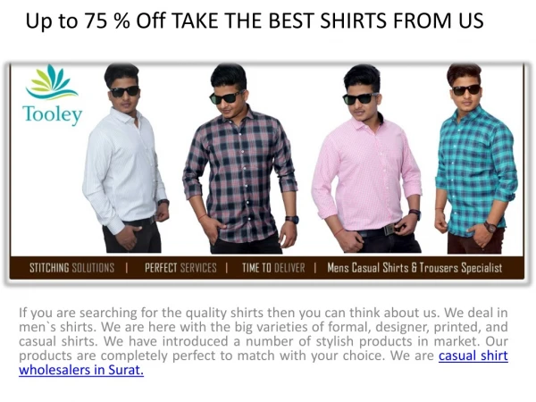 Get Best Mens Shirts Wholesale In Surat | 9560897694