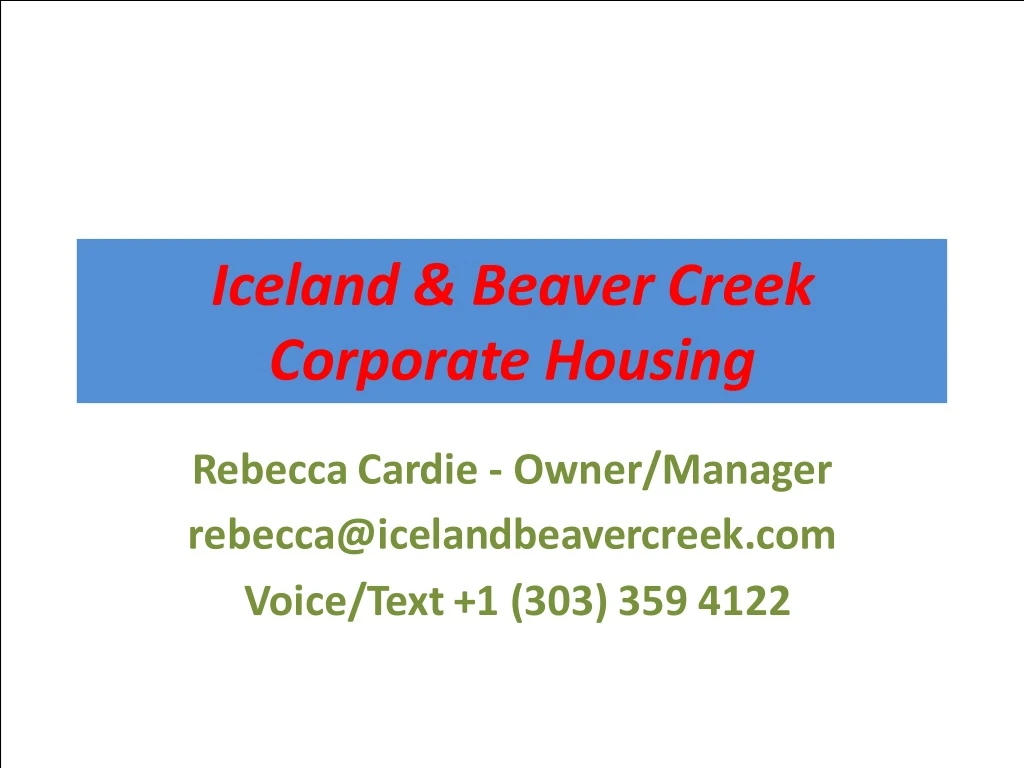 iceland beaver creek corporate housing