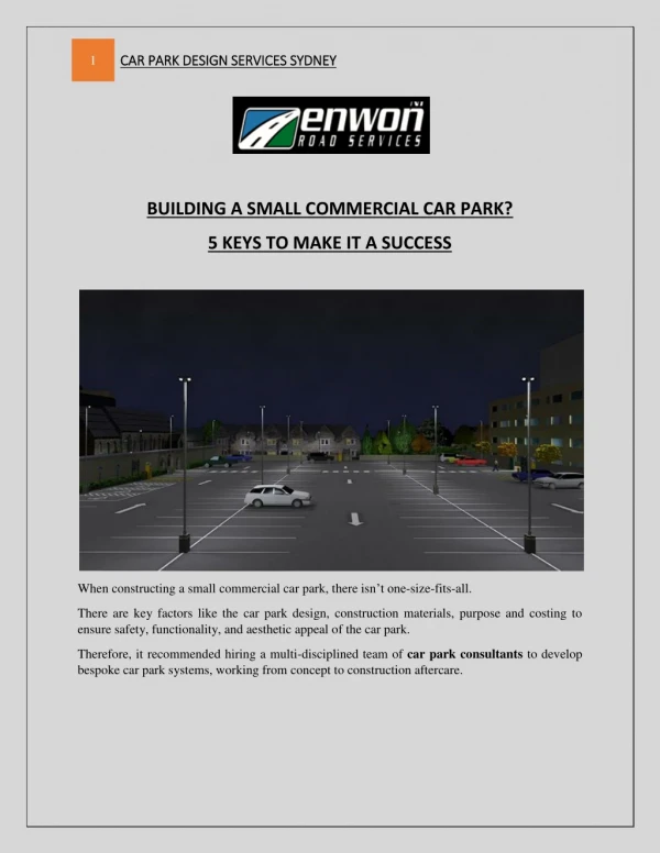 Building A Small Commercial Car Park - 5 Keys To Make It A Success