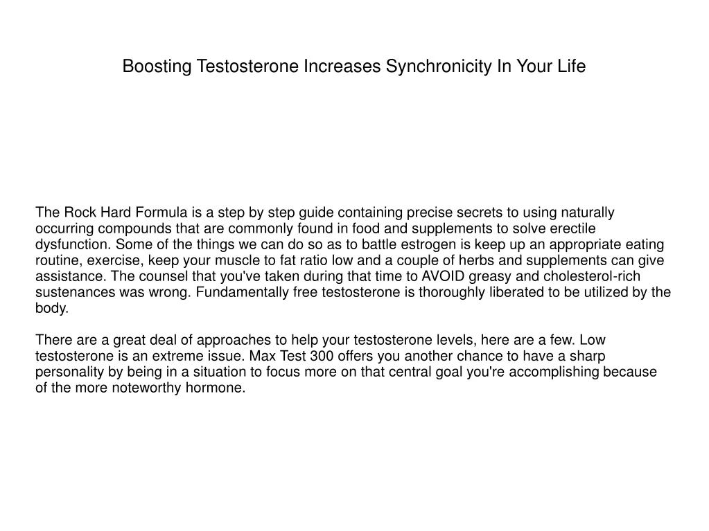 boosting testosterone increases synchronicity in your life