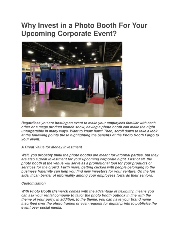 Why Invest in a Photo Booth For Your Upcoming Corporate Event?