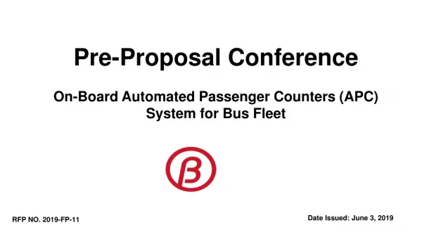 Pre-Proposal Conference On-Board Automated Passenger Counters (APC) System for Bus Fleet