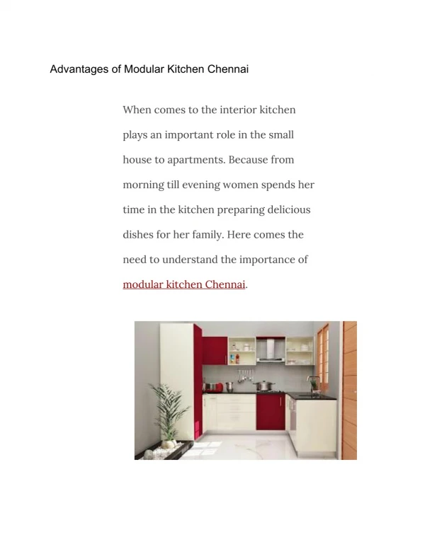 Advantages of Modular Kitchen Chennai