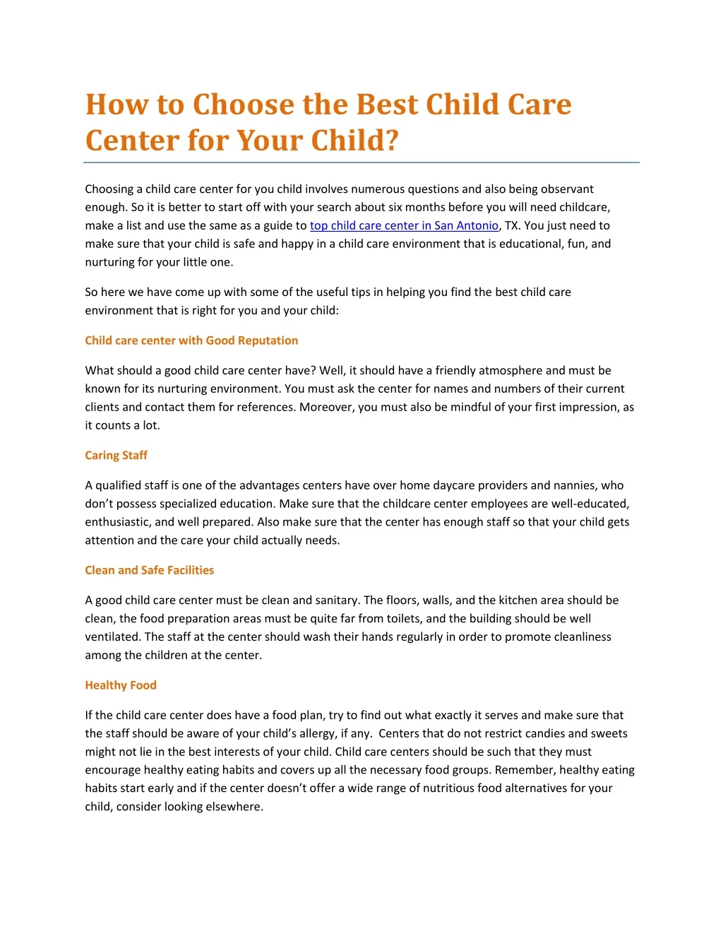 how to choose the best child care center for your