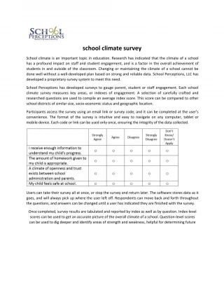 School Climate Survey - slide 1
