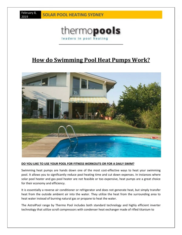 How do Swimming Pool Heat Pumps Work?