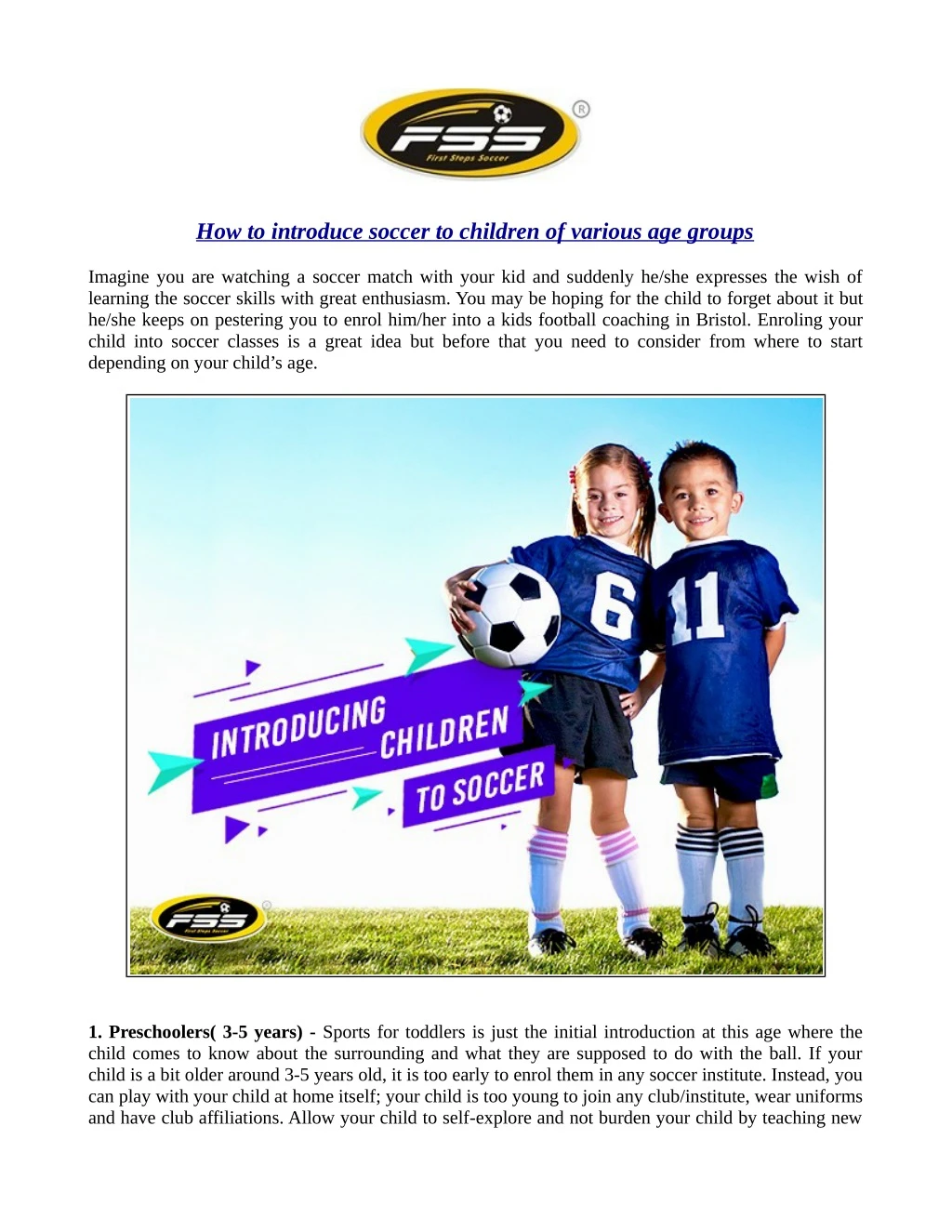 how to introduce soccer to children of various