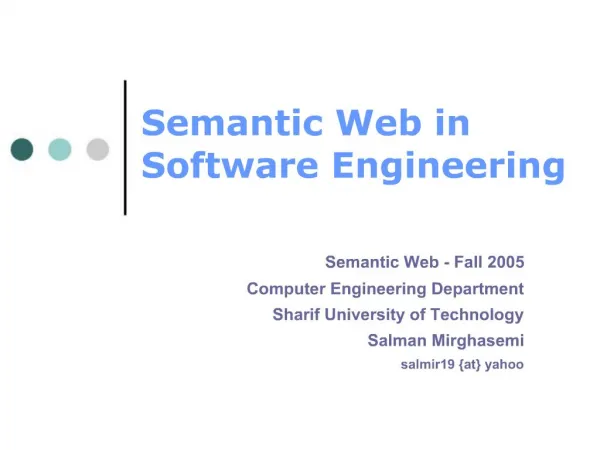 Semantic Web in Software Engineering