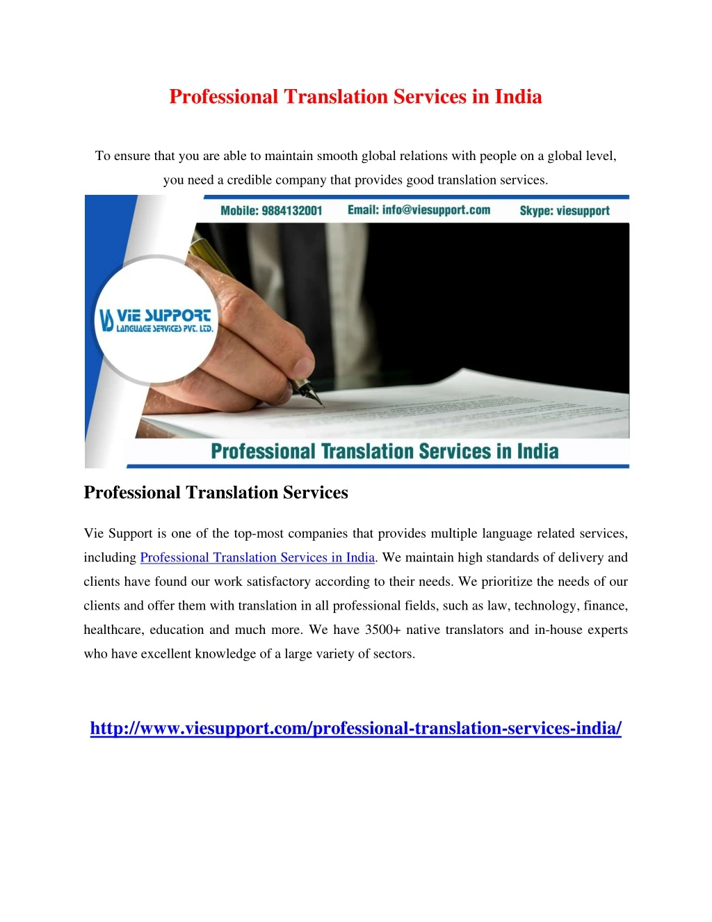 professional translation services in india