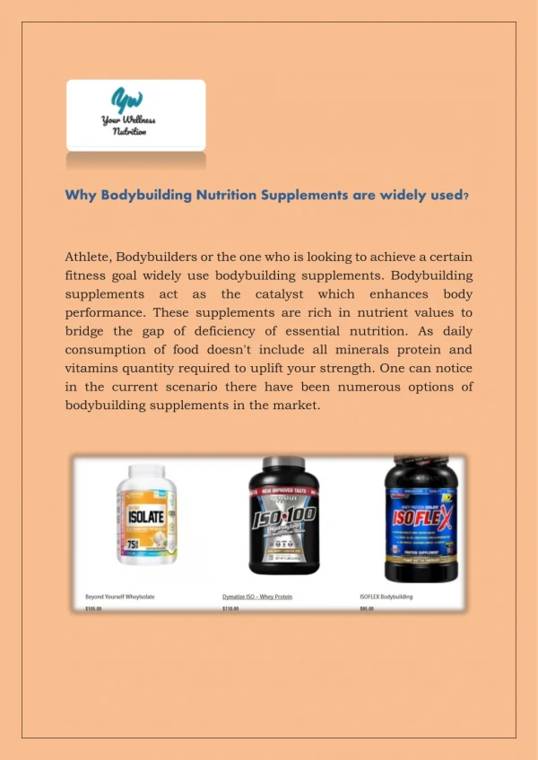 Why Bodybuilding Nutrition Supplements are widely used?