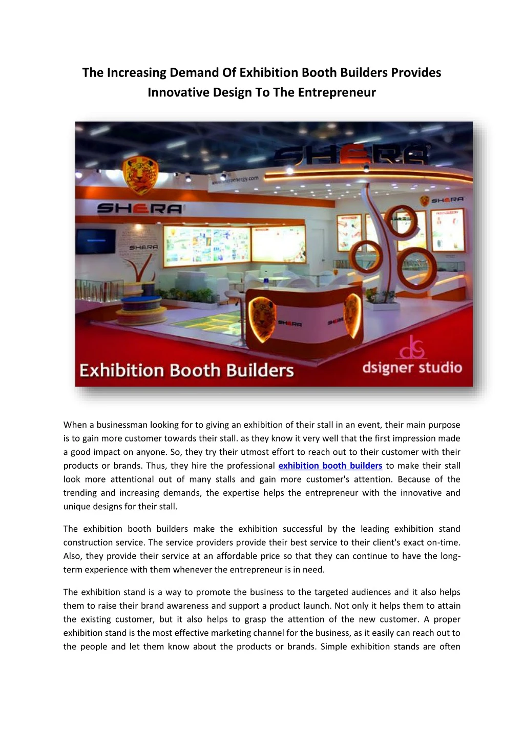 the increasing demand of exhibition booth