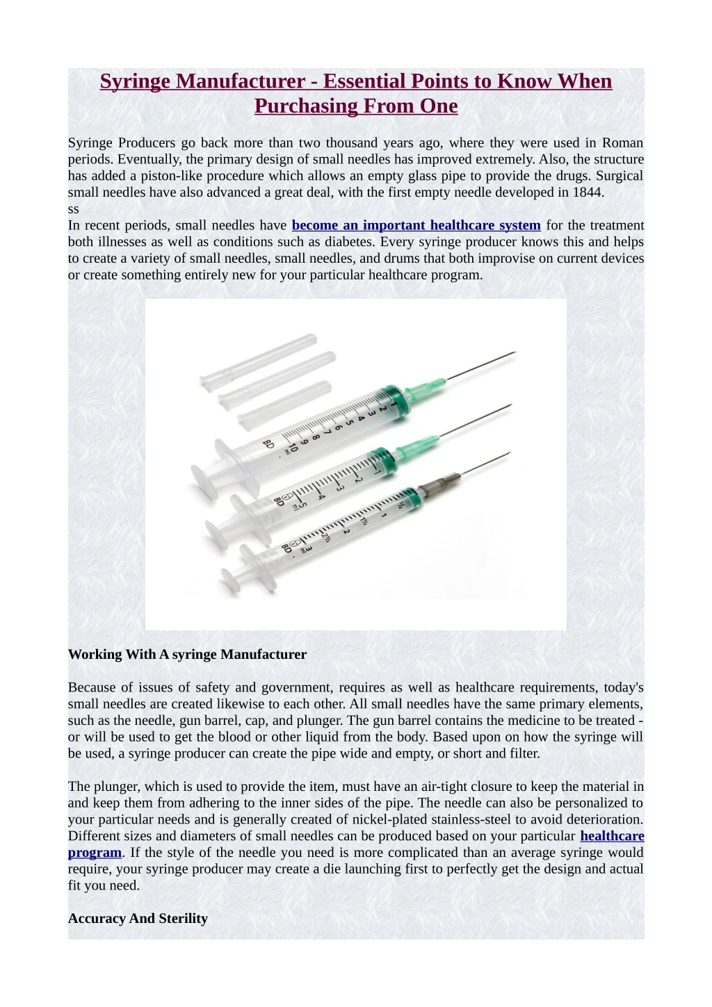syringe manufacturer essential points to know