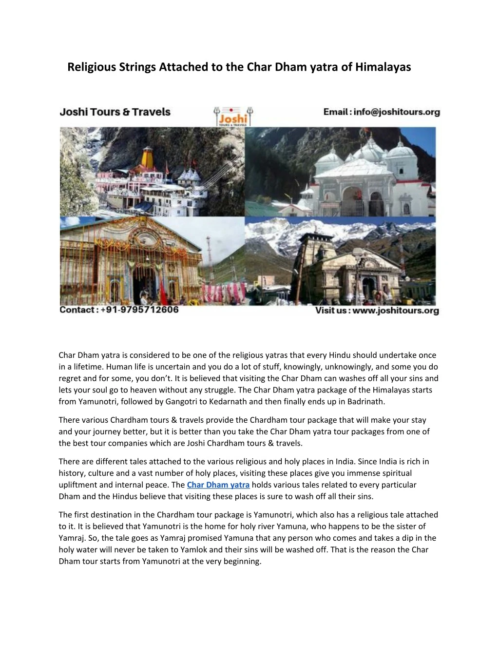 religious strings attached to the char dham yatra