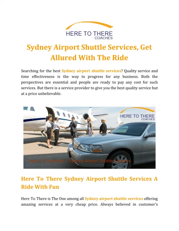 Sydney Airport Shuttle Services - Get Allured With The Ride