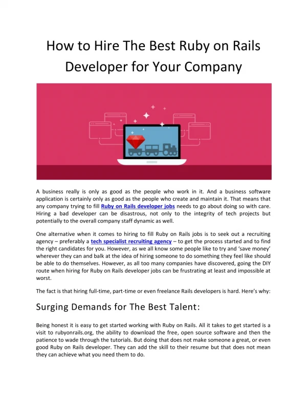 How to Hire The Best Ruby on Rails Developer for Your Company - Elevano