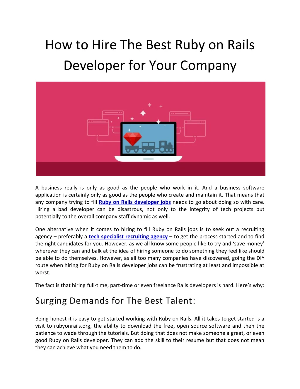 how to hire the best ruby on rails developer