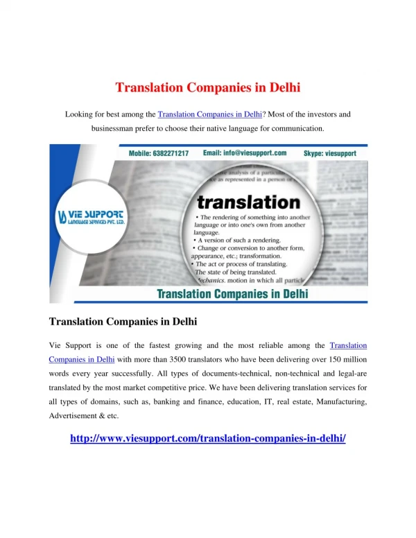 Translation Companies in Delhi
