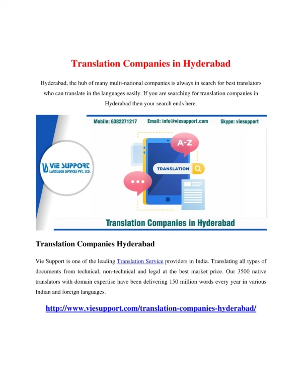 Translation Companies in Hyderabad