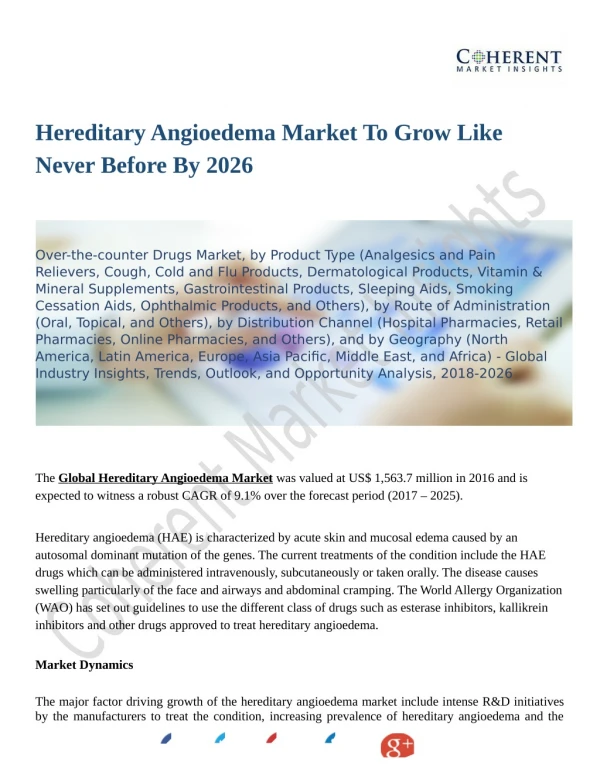 Hereditary Angioedema Market To Witness Widespread Expansion During 2026