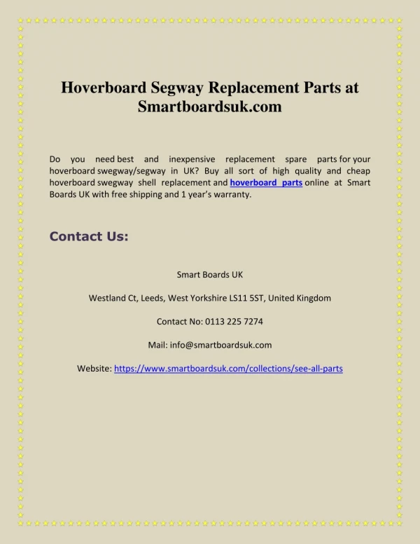 Hoverboard Segway Replacement Parts at Smart Boards UK
