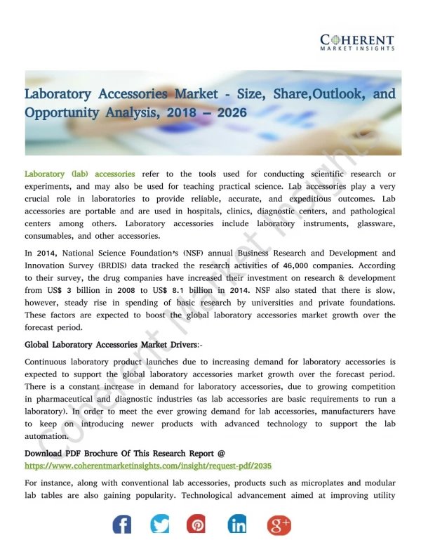 Laboratory Accessories Market - Size, Share,Outlook, and Opportunity Analysis, 2018 – 2026