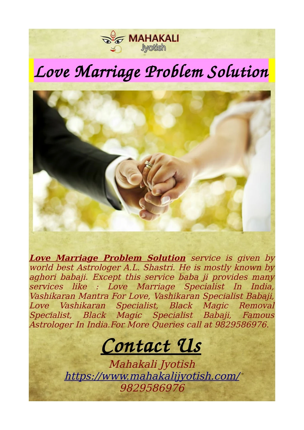 love marriage problem solution love marriage