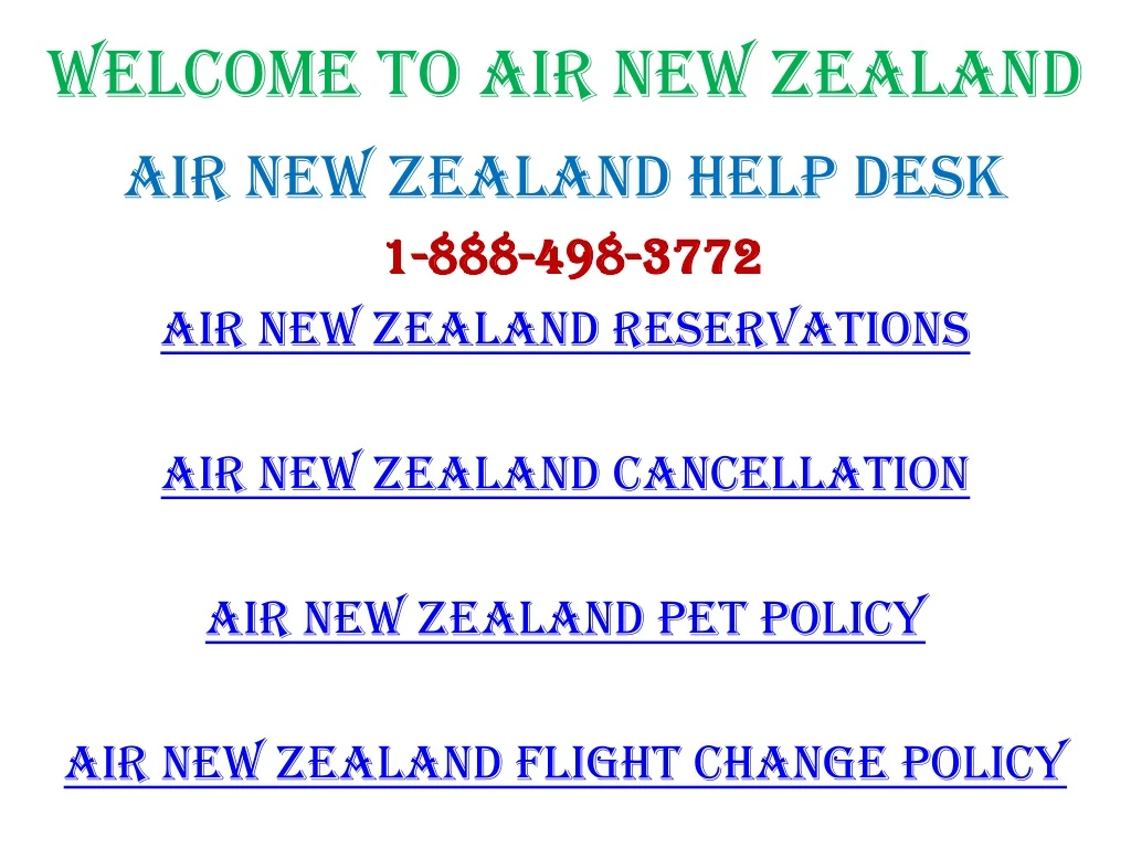 welcome to air new zealand