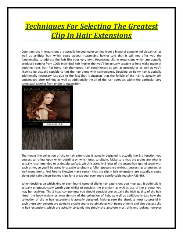 Tips For Selecting The Most Effective Clip In Hair Extensions