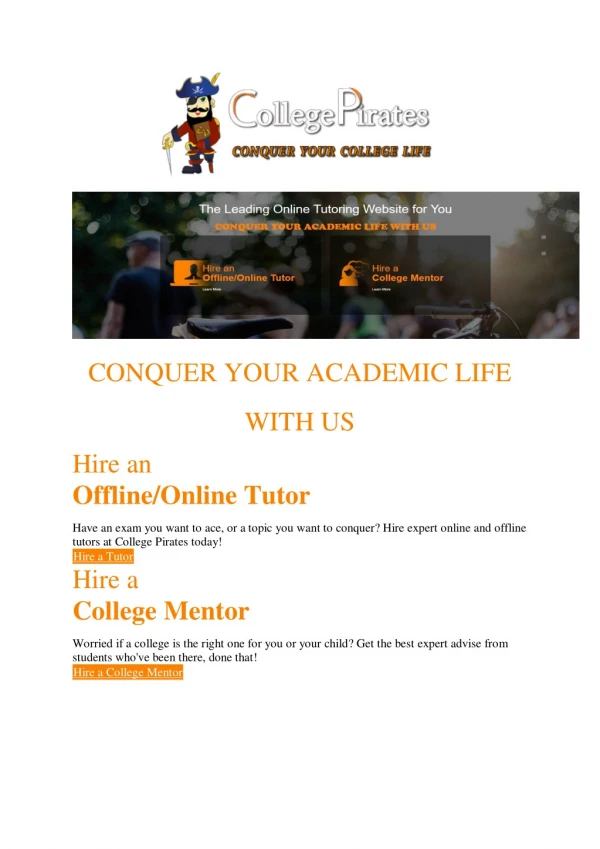 CONQUER YOUR ACADEMIC LIFE WITH COLLEGE PIRATES