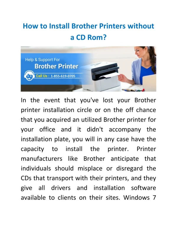 How to Install Brother Printer without a CD Rom? 1-855-619-0705 Toll Free Support