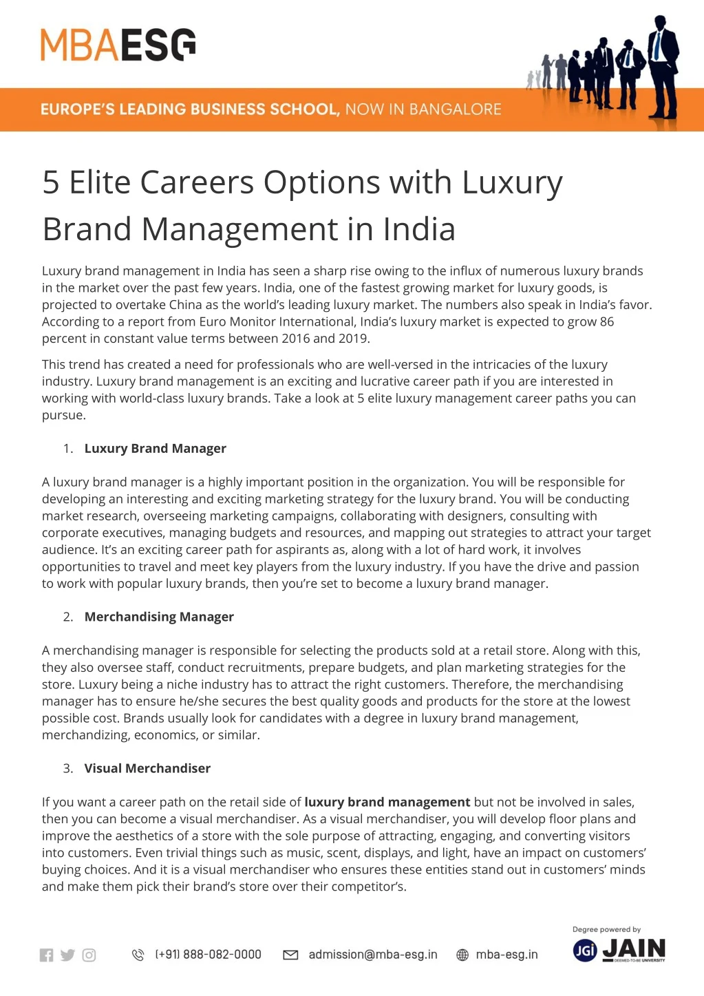 5 elite careers options with luxury brand