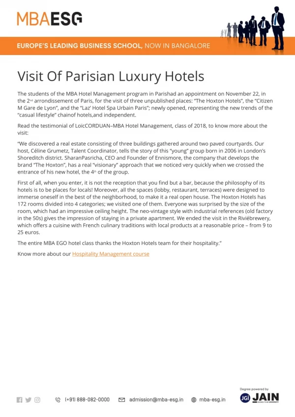 Visit Of Parisian Luxury Hotels