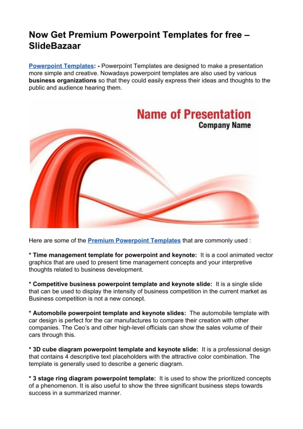 Free Powerpoint Templates