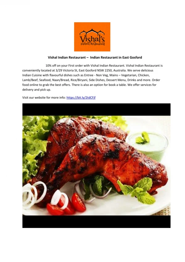10% Off - Vishal Indian Restaurant-East Gosford - Order Food Online
