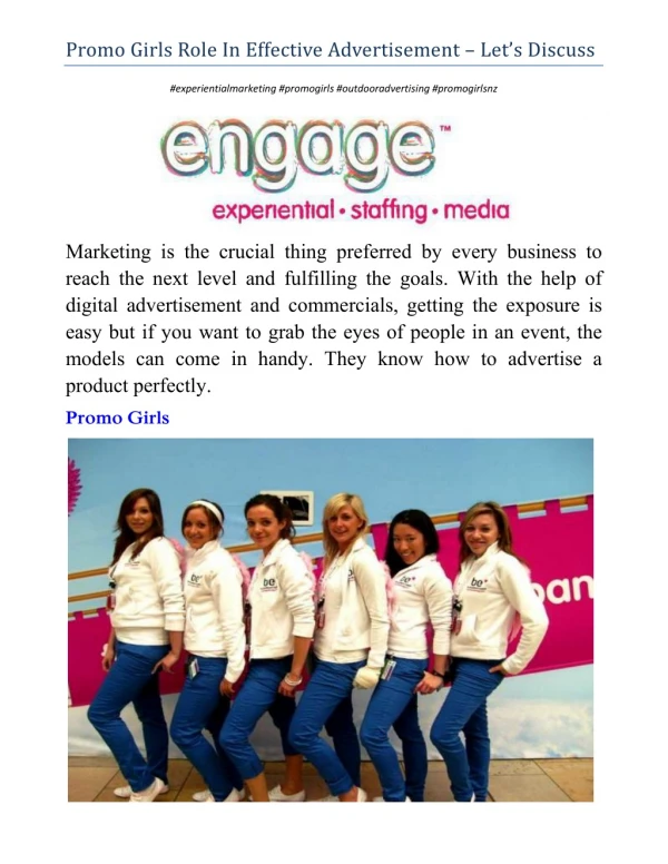 Promo Girls Role In Effective Advertisement – Let’s Discuss