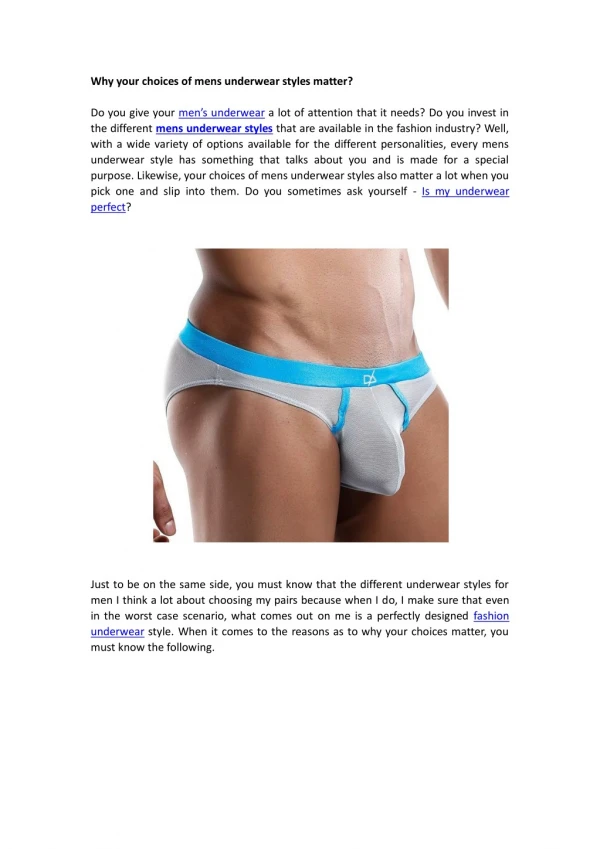 Why your choices of men's underwear styles matter?