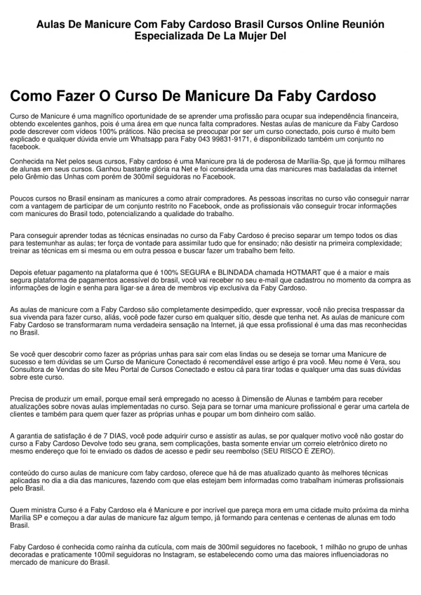 Como Fazer O Curso De Manicure Da Faby Cardoso