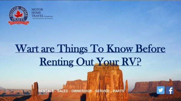 What are Things to Know before Renting out your RV?